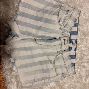 Guess Blue and White Striped Denim Shorts